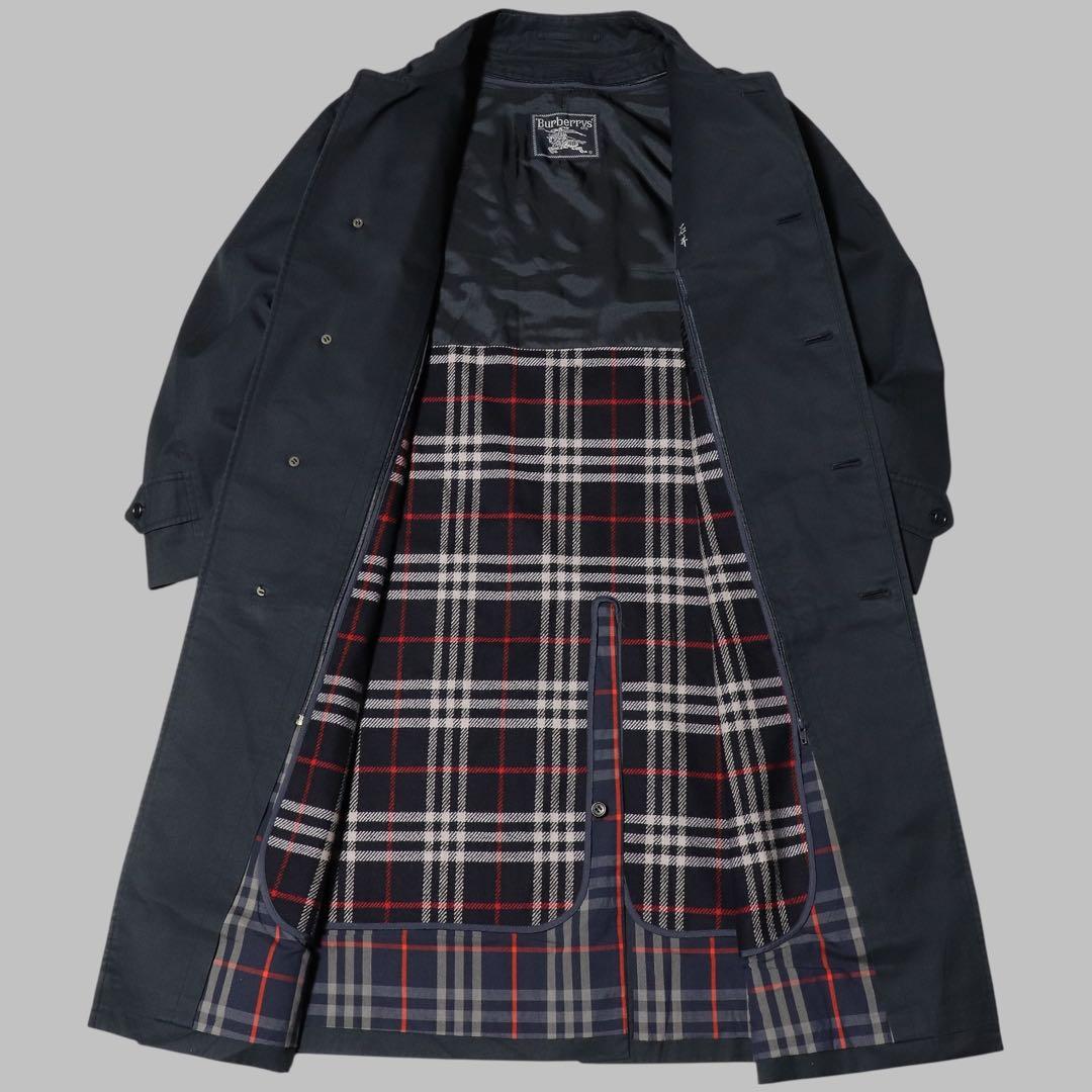 BURBERRY★ステンカラーコート★ノバチェック ライナー★ネイビー★90s
