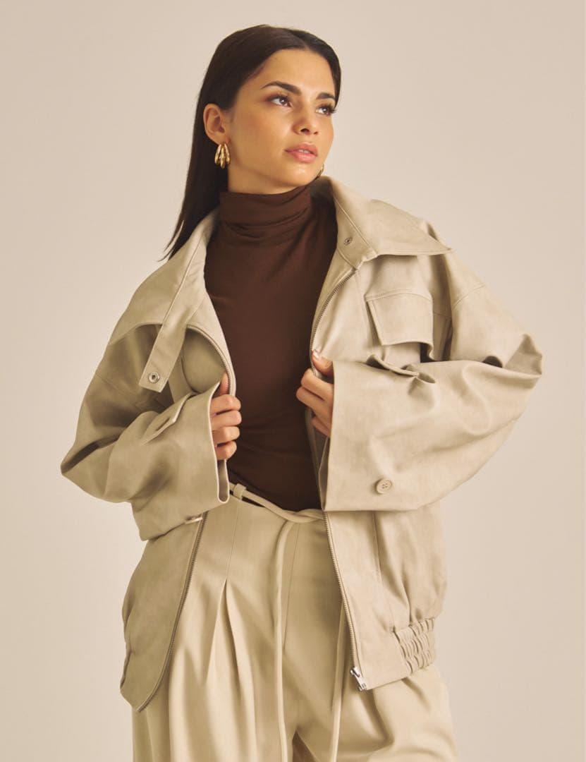 AMATERAS Vegan leather city jacket アイボリー