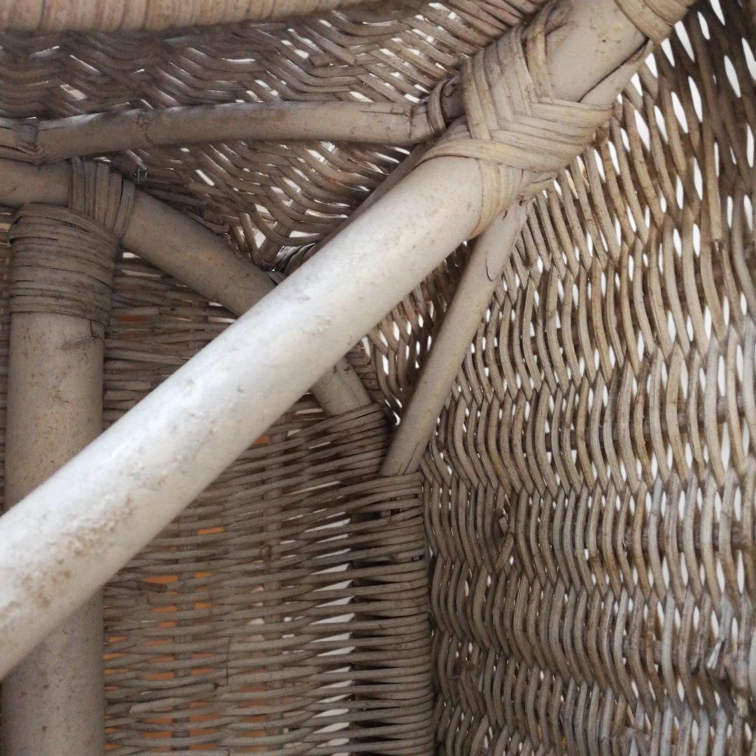 A ホワイトラタン編み込み椅子　籐家具