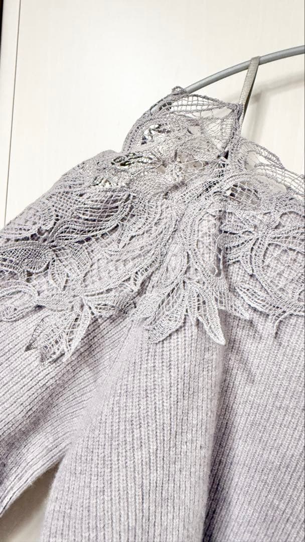 fray i.d レーストリム　オフショルニット　レースニット