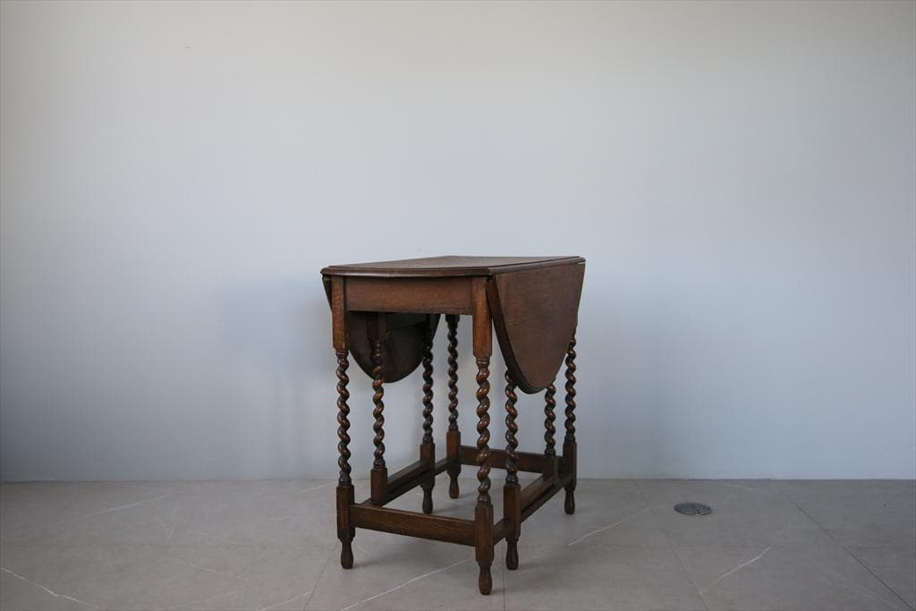 英国アンティーク木製ゲートレッグテーブル/ダイニング机バタフライ(91-122)