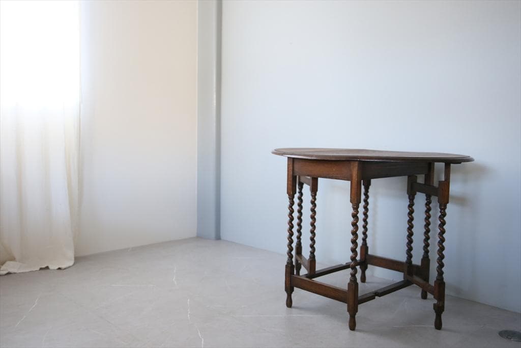 英国アンティーク木製ゲートレッグテーブル/ダイニング机バタフライ(91-122)