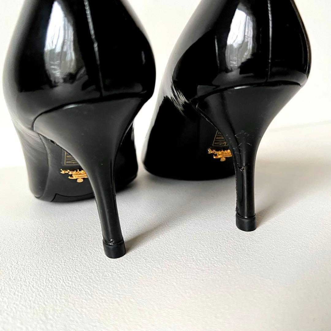 【美品】PRADA パンプス 黒38パテント プラダ