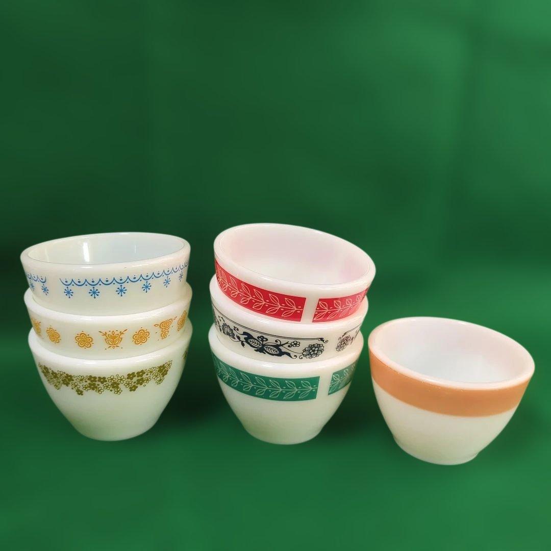 パイレックス コーニング ミルクガラス カスタードカップ 7個セット 1個欠け有