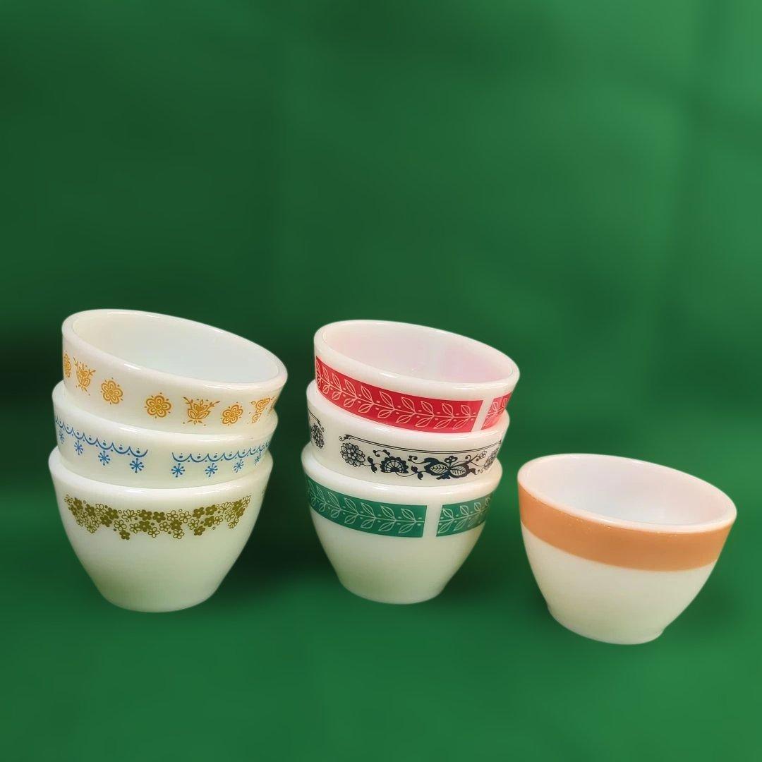 パイレックス コーニング ミルクガラス カスタードカップ 7個セット 1個欠け有