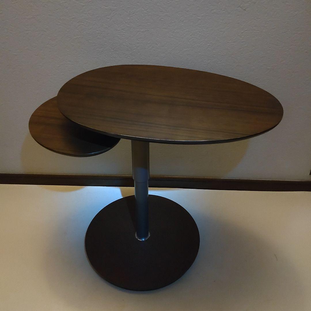 カリモク ウォールナット 昇降式サイドテーブル 回転機能付き/高機能テーブル