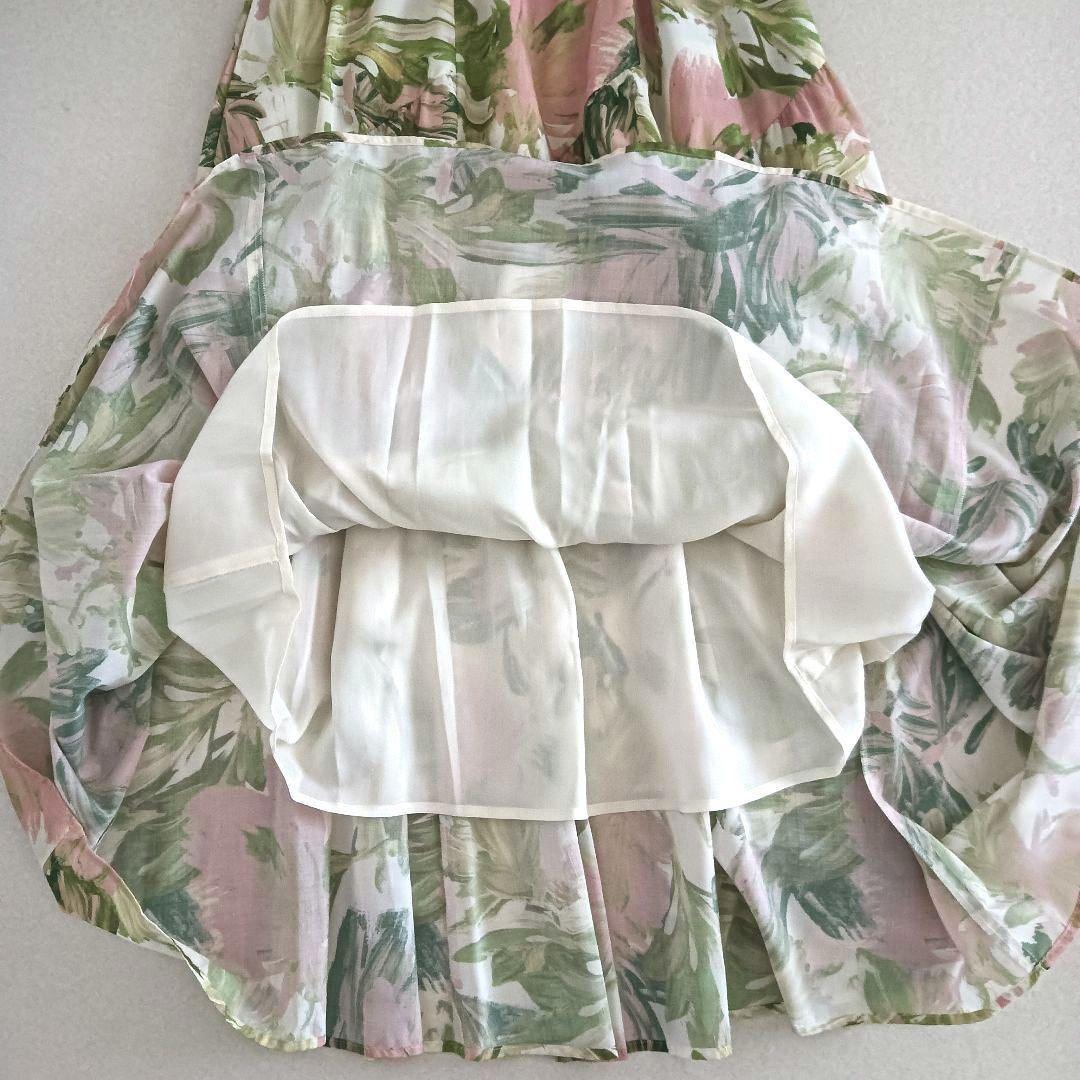 ANAYI ペイントフラワープリントティアード スカート 36