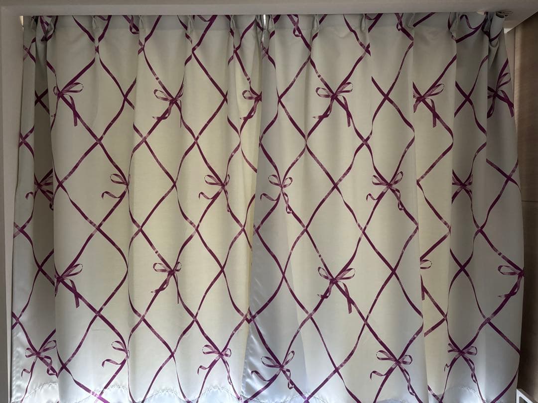 francfranc フランフラン　ドレープカーテン　リボンチェック　2SET