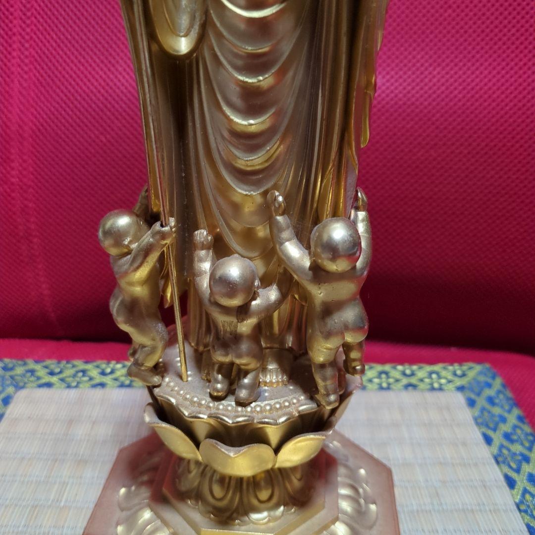 地蔵尊像ダイキャスト金色製約36cm 光背付き