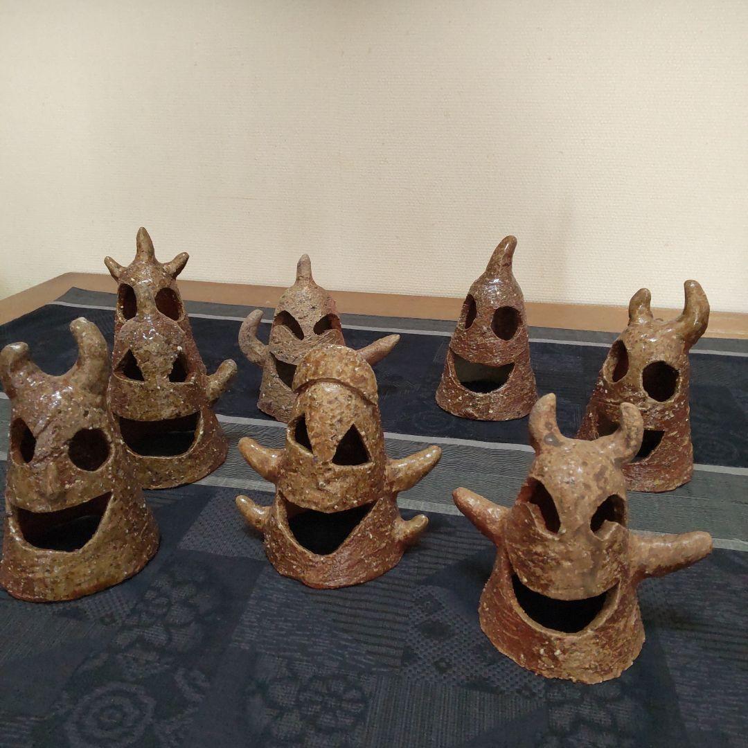 面白い 明かりカバー8ケ 備前焼