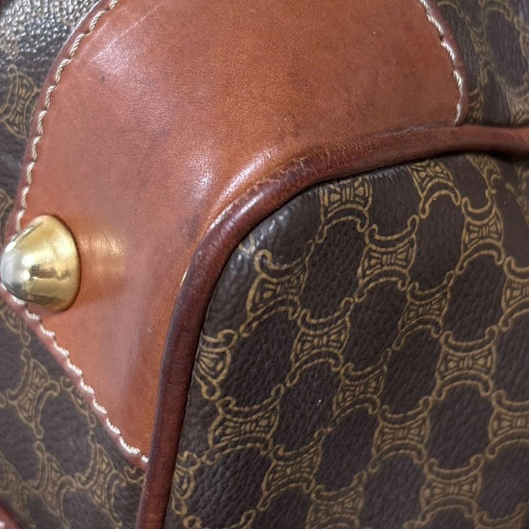 C396/CELINE セリーヌ ミニボストン ブラウン レザー マカダム柄