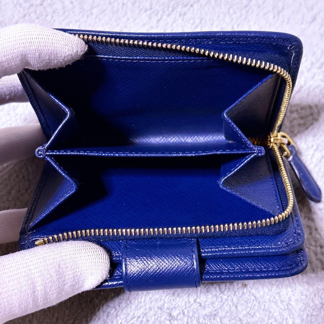 【未使用級】PRADA 折り財布 二つ折り 1ML018 サフィアーノ 青