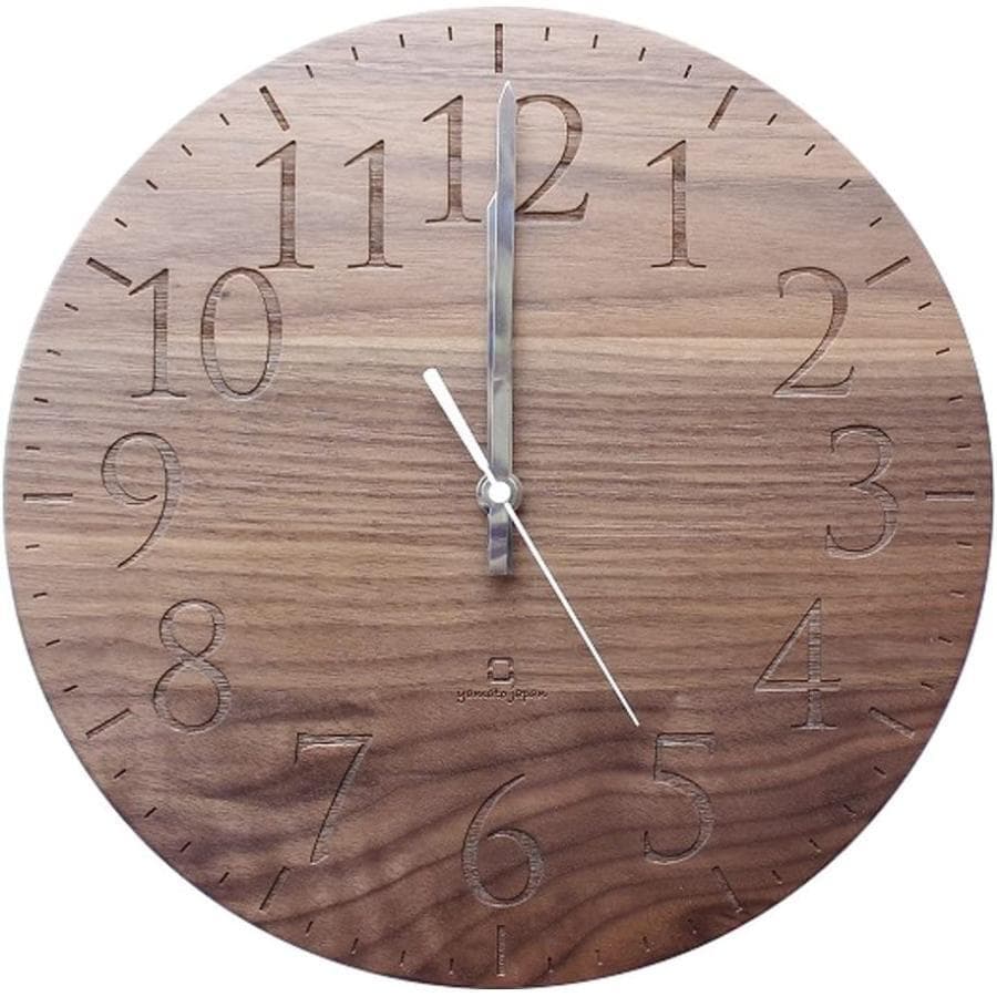ヤマト工芸 掛け時計 日本製 MUKU 円 スタンダード数字 ウォールナット