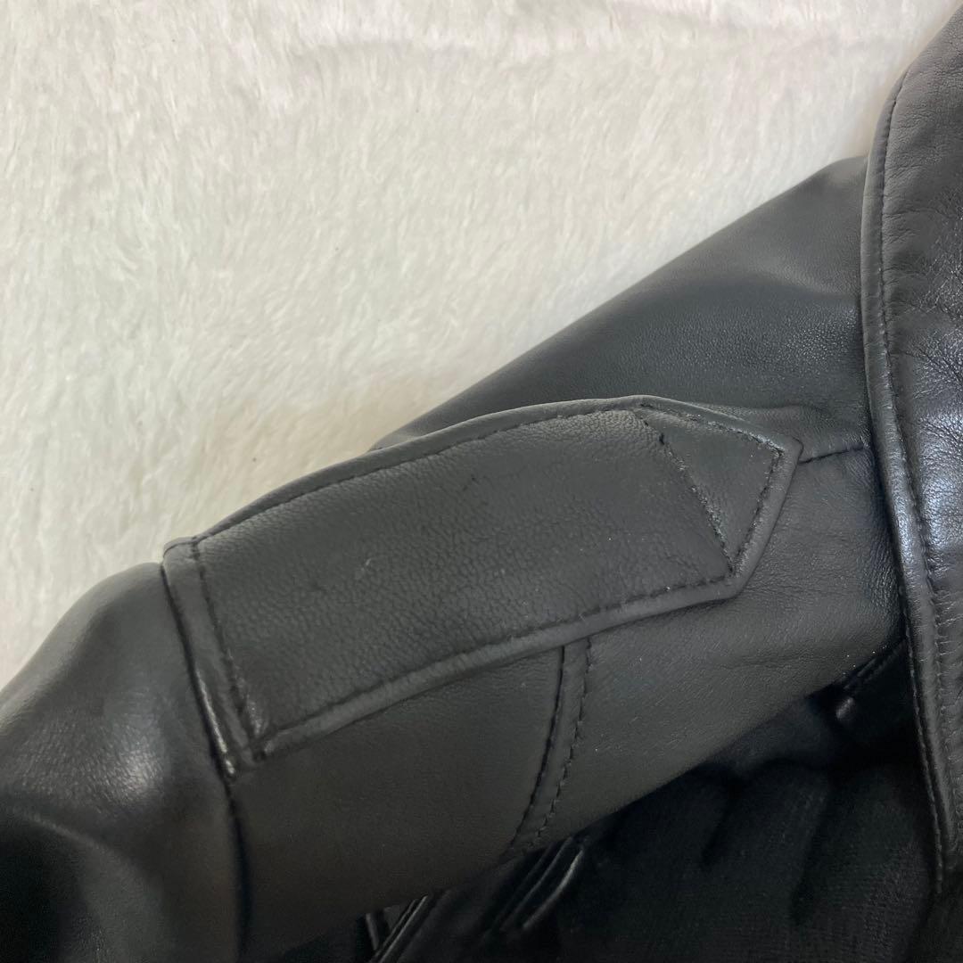 コムサデモード 羊革 ラム オールレザー ダブル トレンチコート ベルテッド 黒