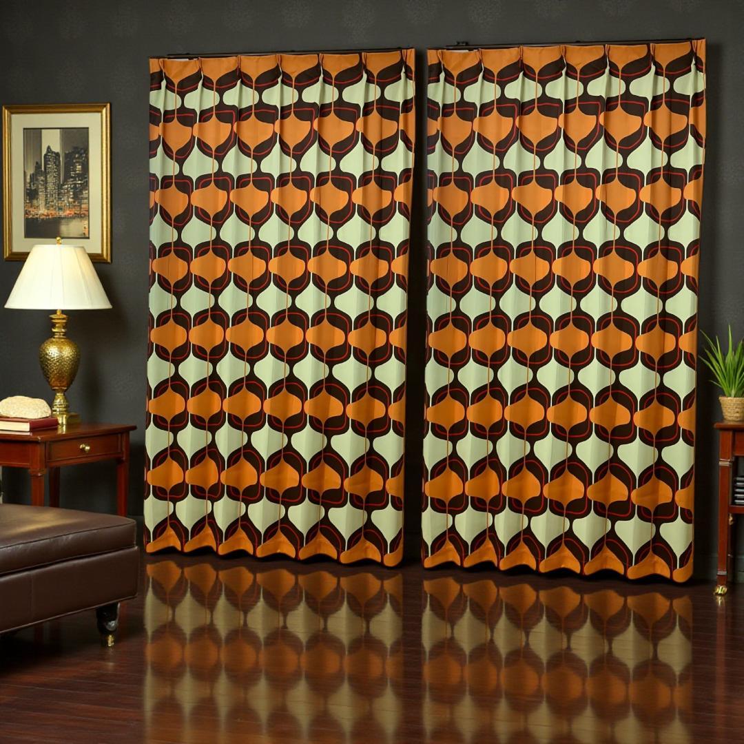 レトロ ミッドセンチュリー オリジナル ドレープカーテン retro 60's