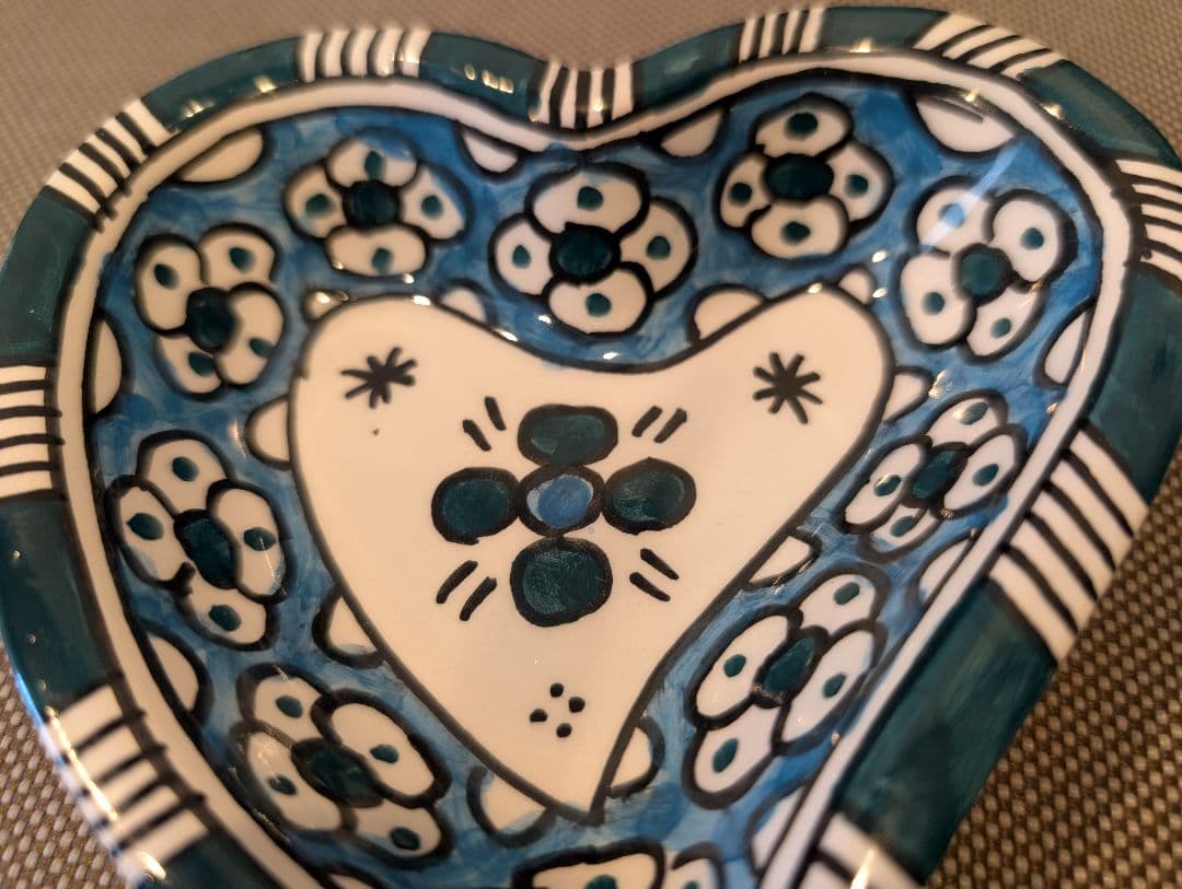 モロッコ　フェズ陶器　お皿　2枚セット　ハート型