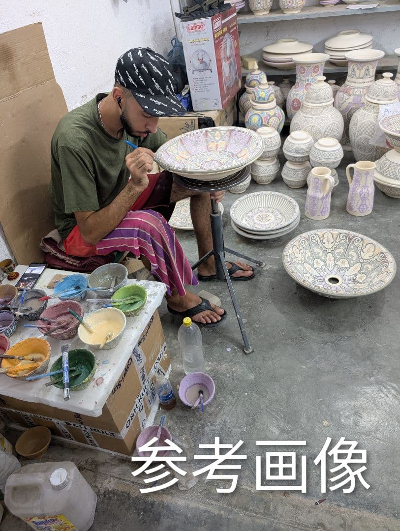 モロッコ　フェズ陶器　お皿　2枚セット　ハート型