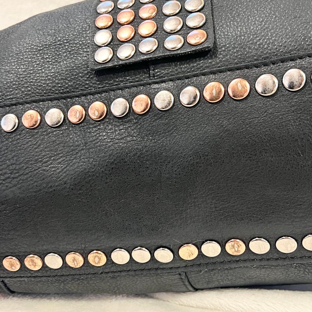 【極希少】TRES トレ レザー トートバッグ スタッズ A4 ブラック y2k