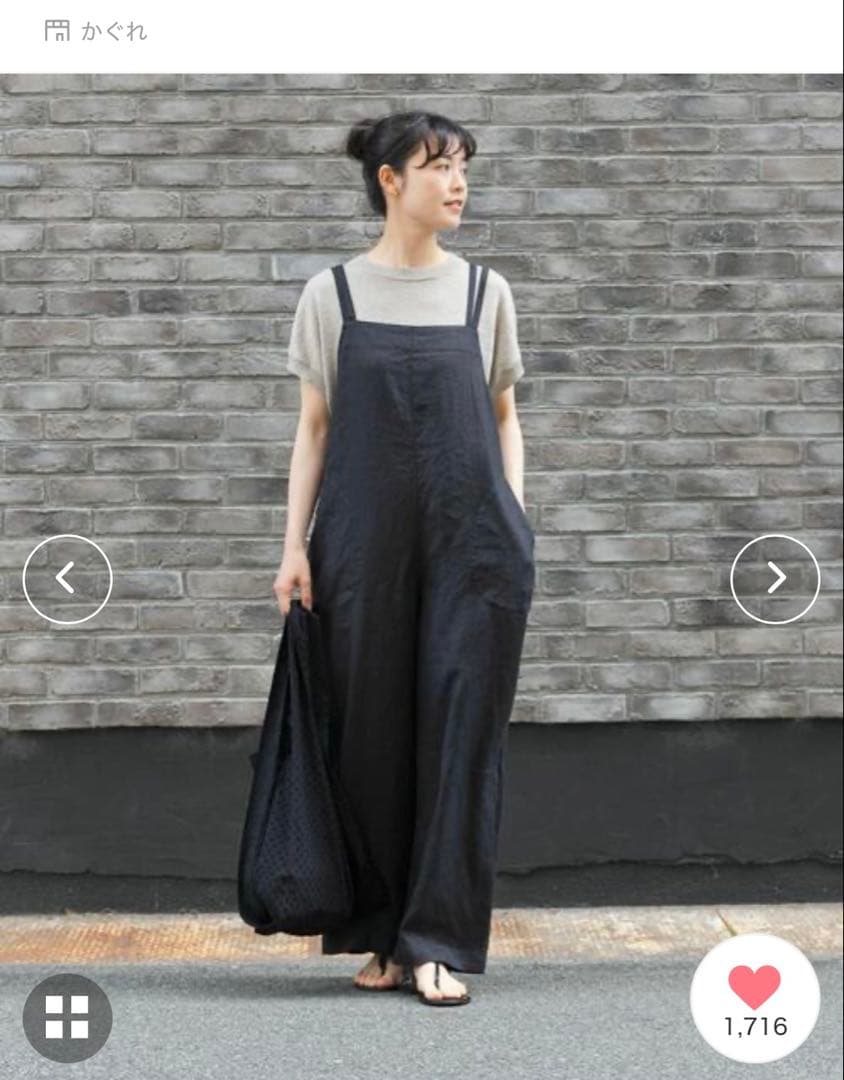 Azu かぐれ リネンサロペット ブラック