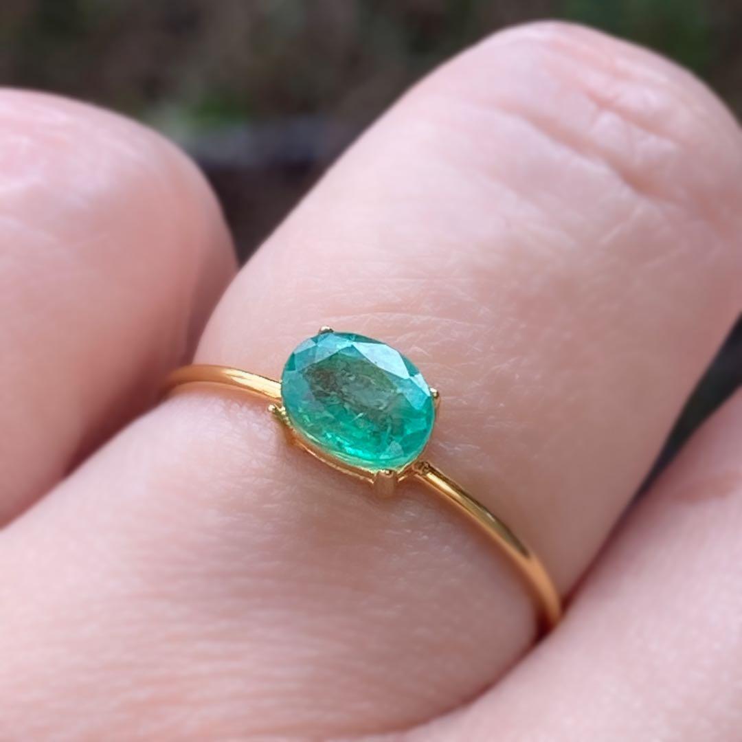 Silver925 18kgp エメラルドリングorネックレストップ