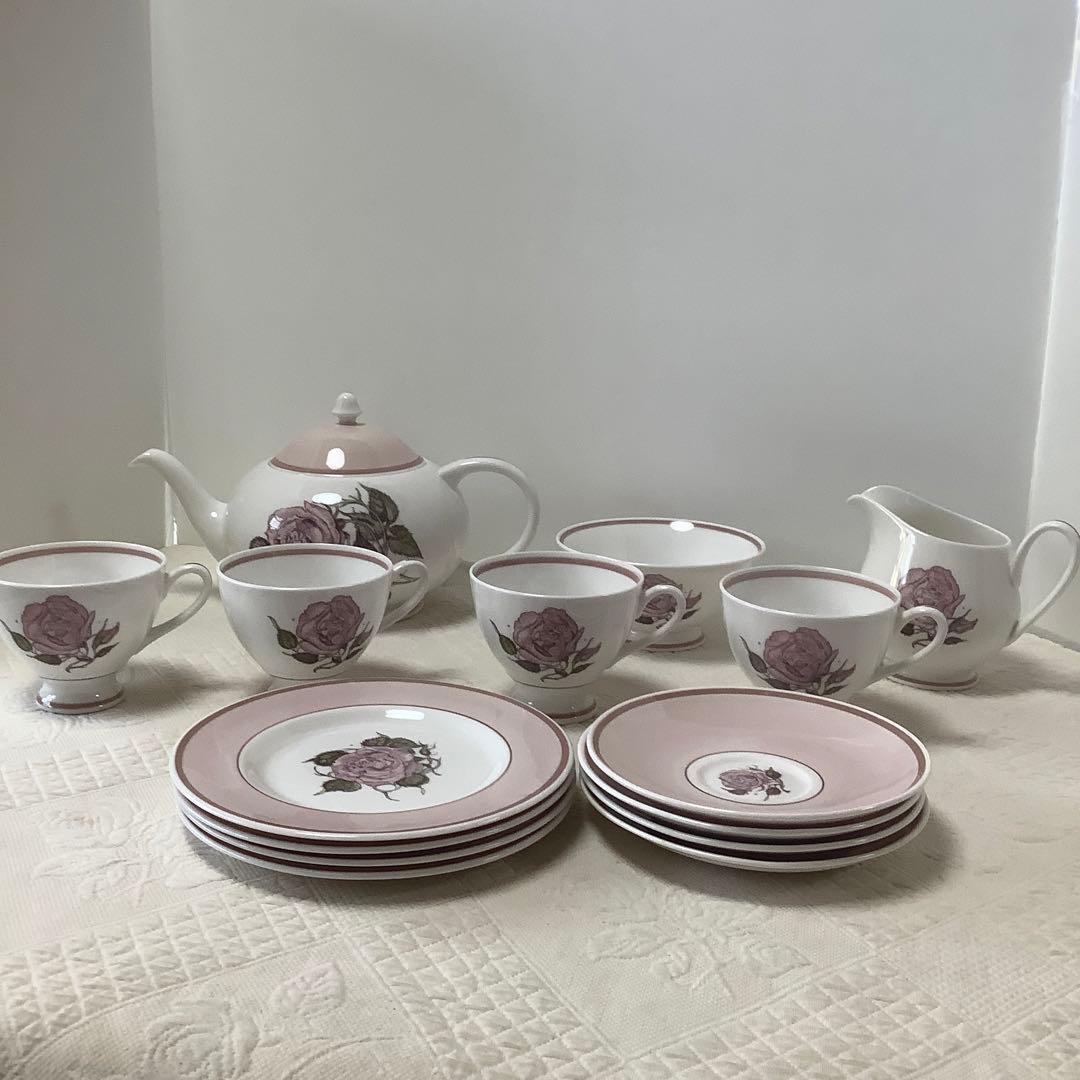 アンティーク　スージー クーパー　セピアローズ　トリオ　ティーセット　希少