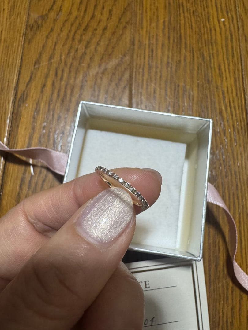 K10YG ダイヤモンド　ハーフエタニティピンキーリング