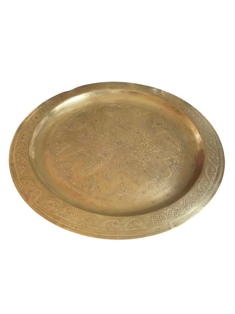 モロッコ製 ヴィンテージ 真鍮 トレイ テーブル 大皿 ゴールド プレート