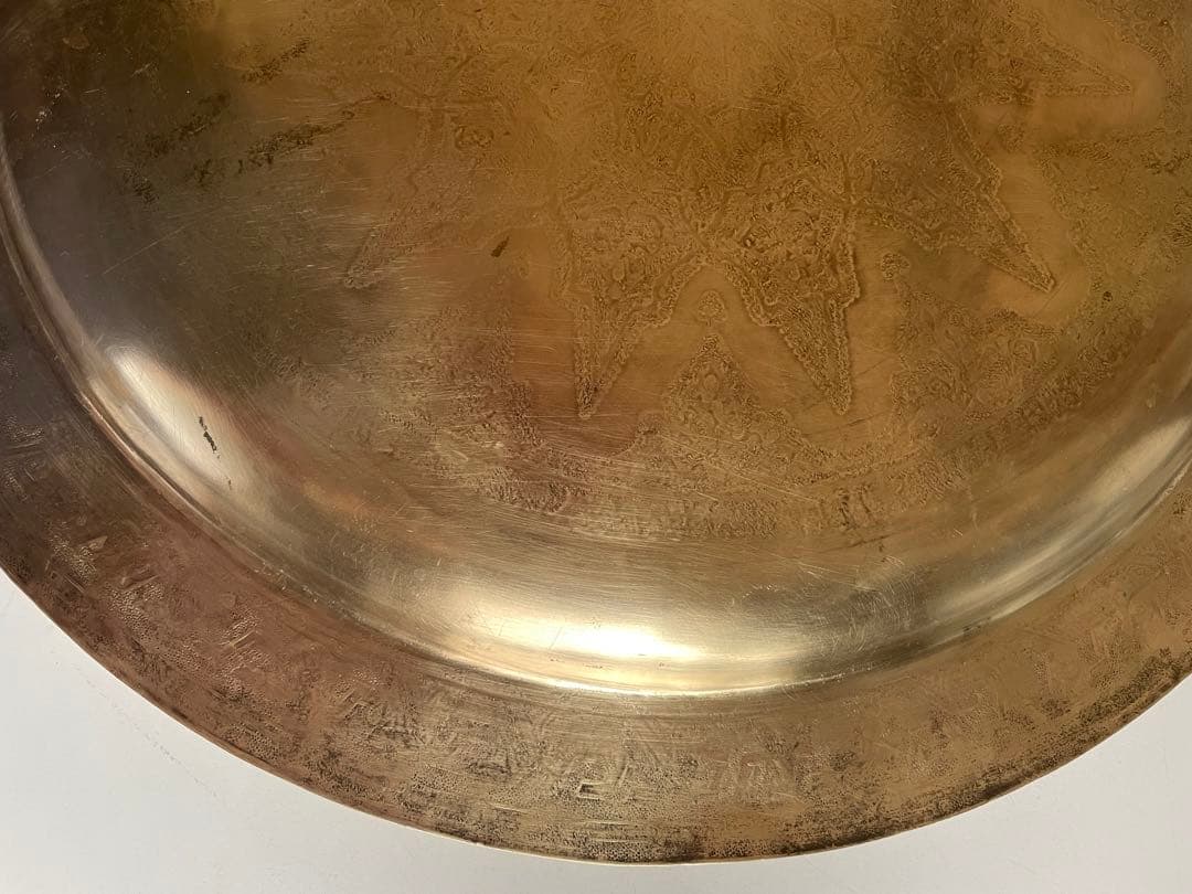 モロッコ製 ヴィンテージ 真鍮 トレイ テーブル 大皿 ゴールド プレート