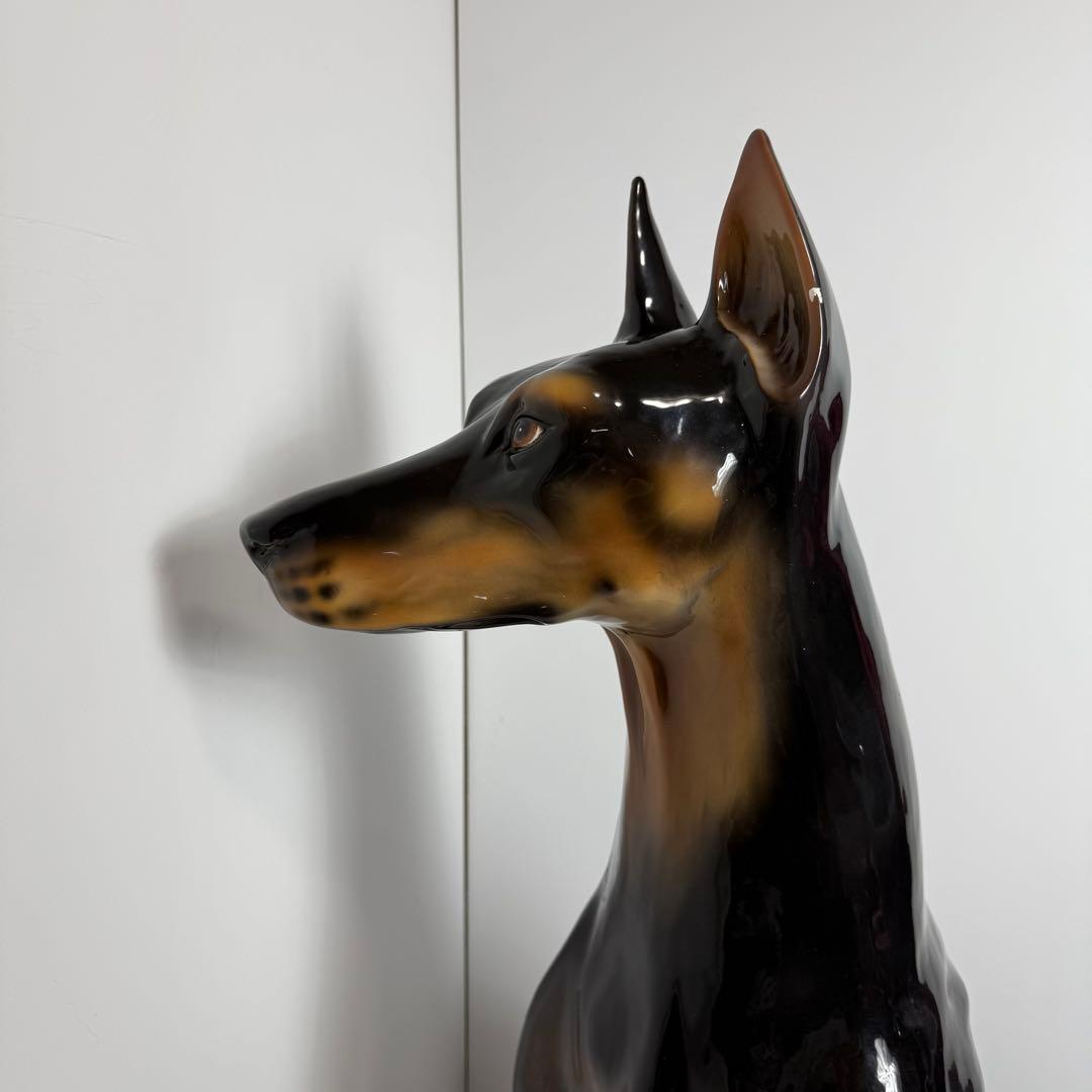 大型　ドーベルマン オブジェ　 置物 犬 陶器　ビンテージ　成犬
