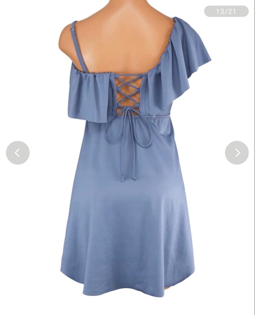 【美品】三愛リゾート　片方肩出しフリル　ワンピース水着（11EF-M〜L）