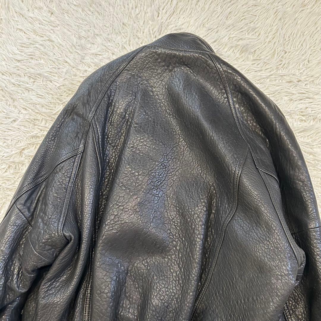 90s ixi:z レザージャケット ブルゾン シワ加工 短丈 羊革 中綿 L