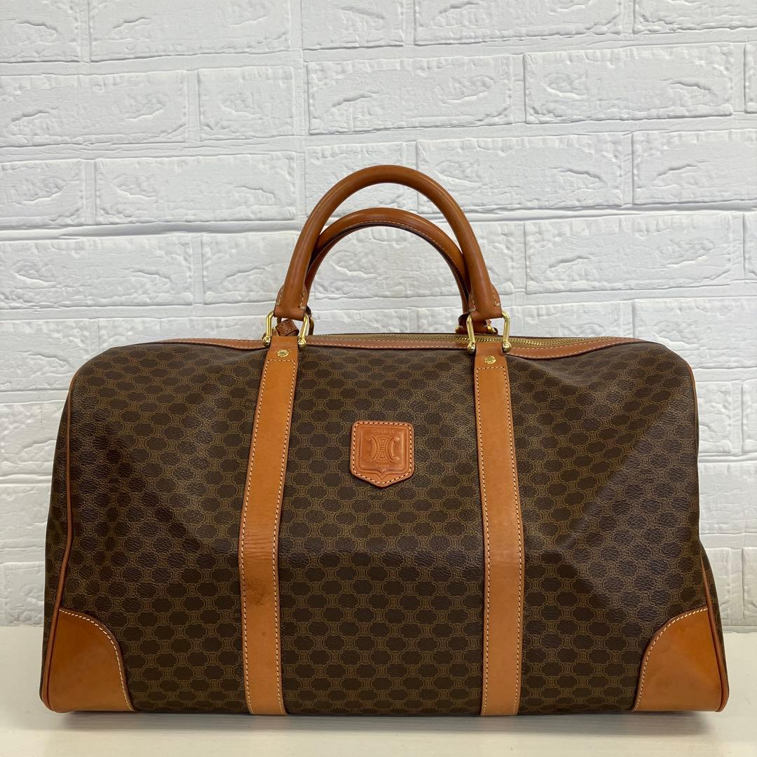 CELINE　ボストンバッグ　マカダム柄　ブラウン　南京錠付き　2940