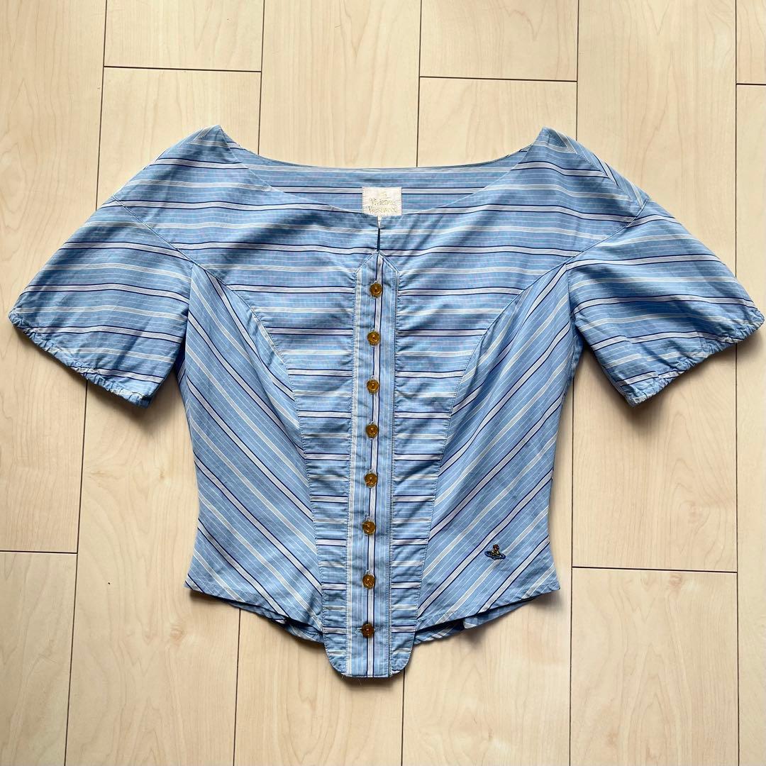 ヴィヴィアンウエストウッドゴールドレーベル コルセット シャツ ストライプ 半袖