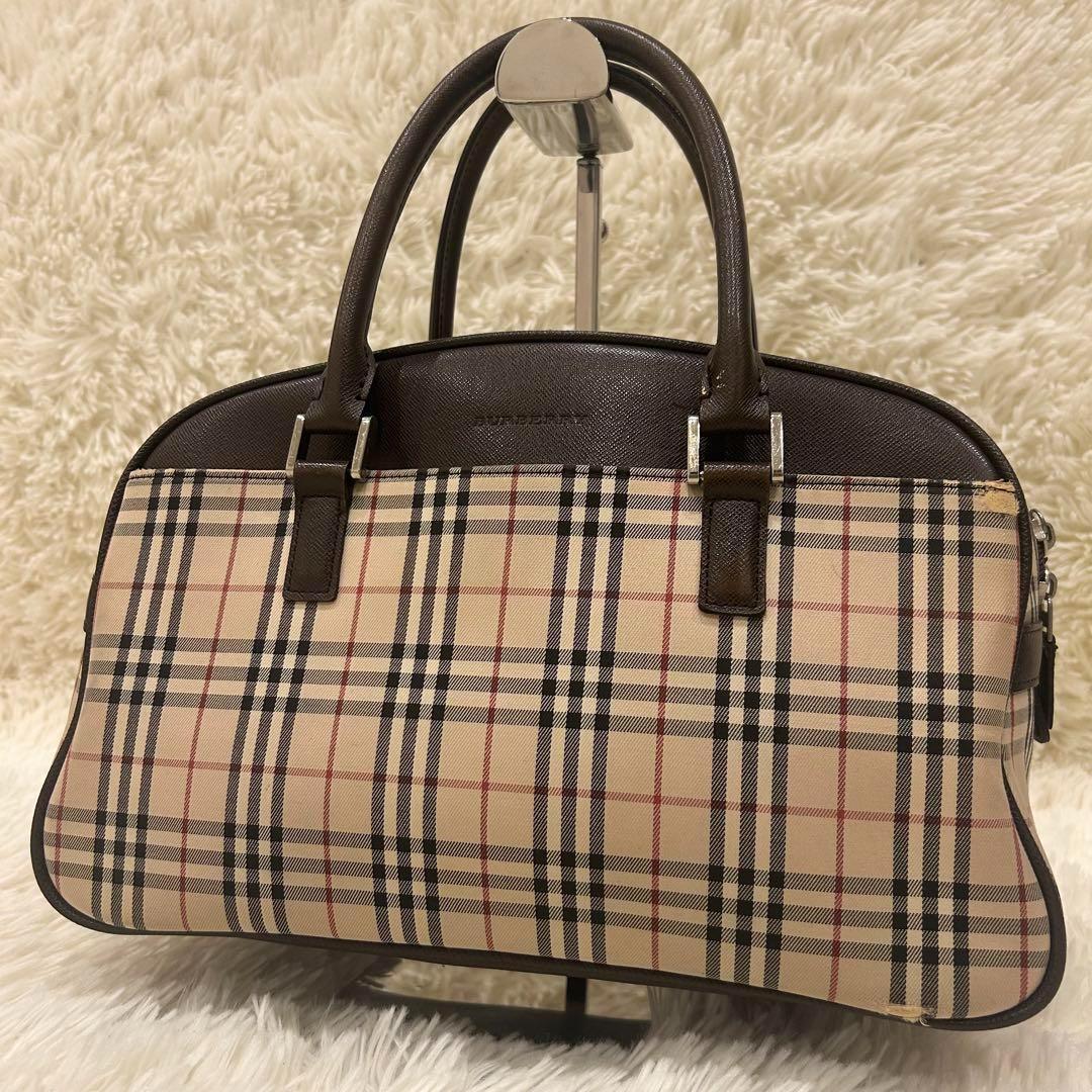 バーバリー　ハンドバッグ　ノバチェック　ミニボストン　ノバチェック　レザー