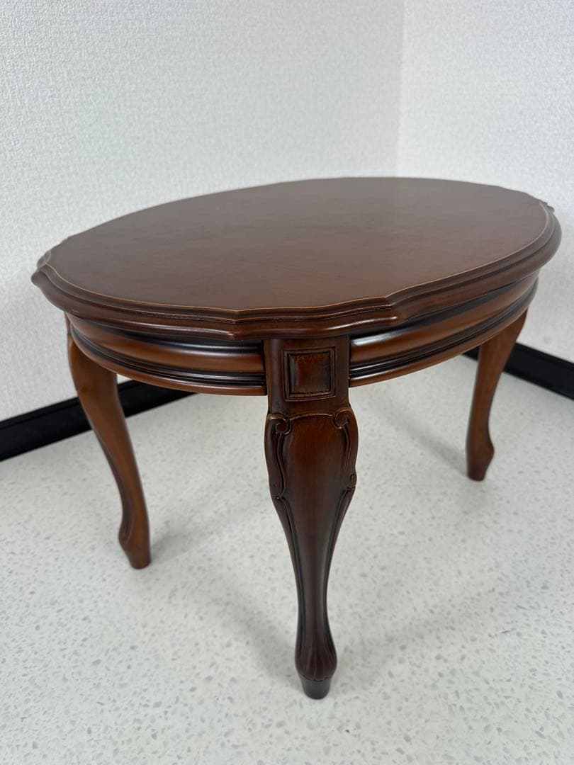 コーヒーテーブル ローテーブル 楕円 無垢 オーバル 花台 猫脚 ※i4※