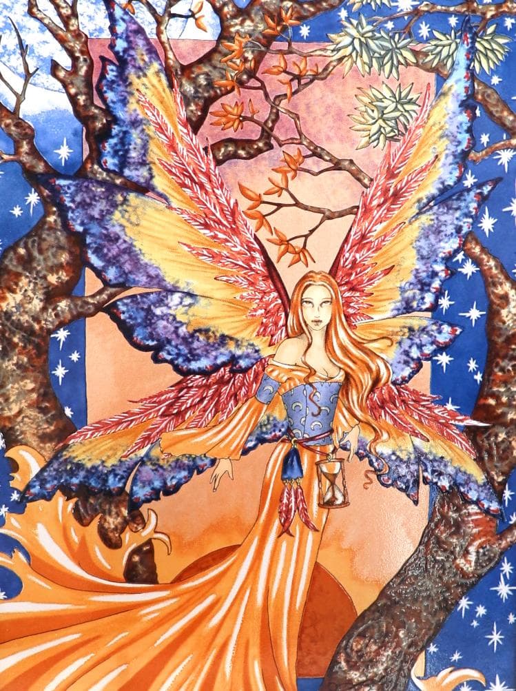 新品 エイミー・ブラウン 砂時計を持った妖精 ヴィンテージステンドグラス時は飛ぶ