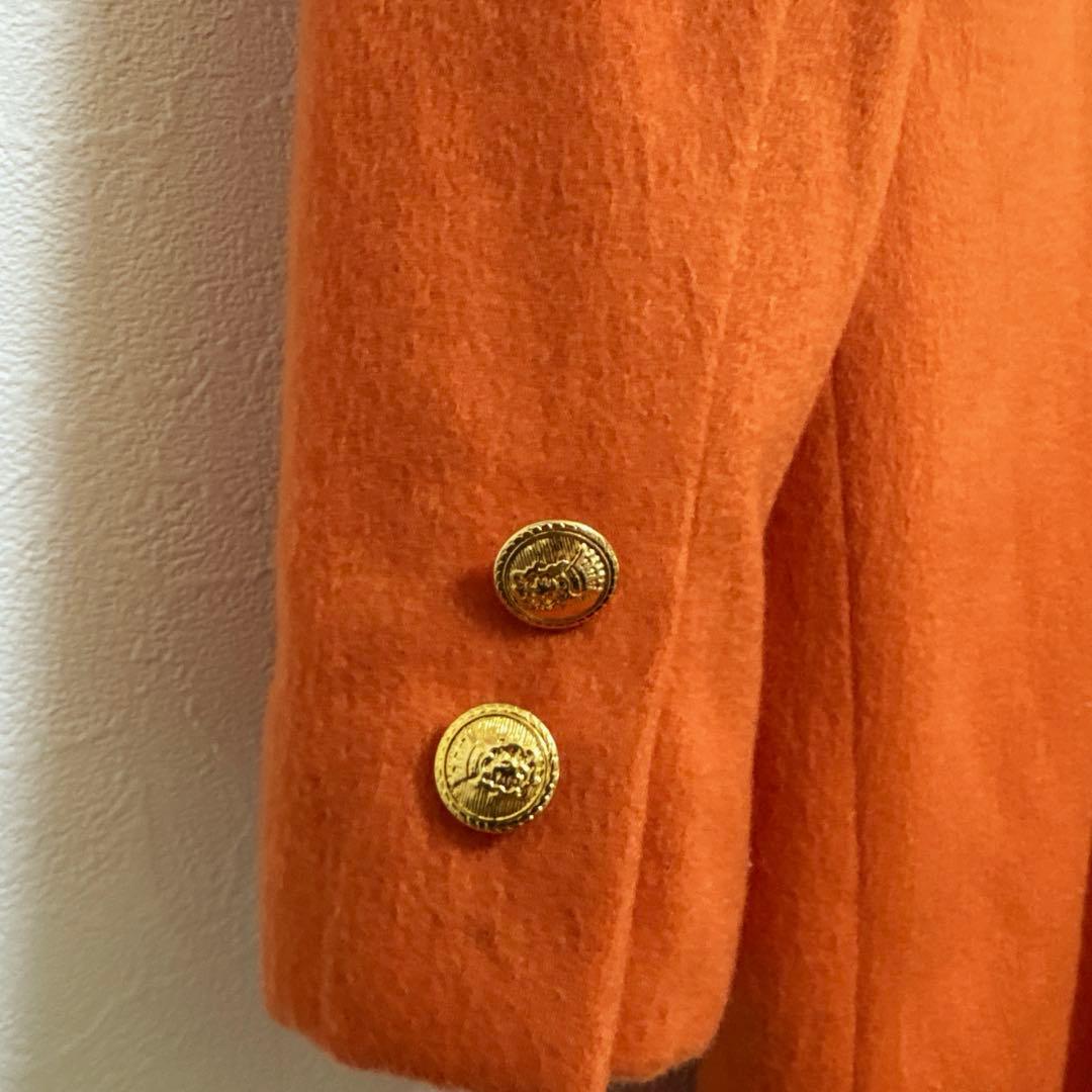 【高級】カシミヤ100% ダブルブレスト チェスターコート LL オレンジ