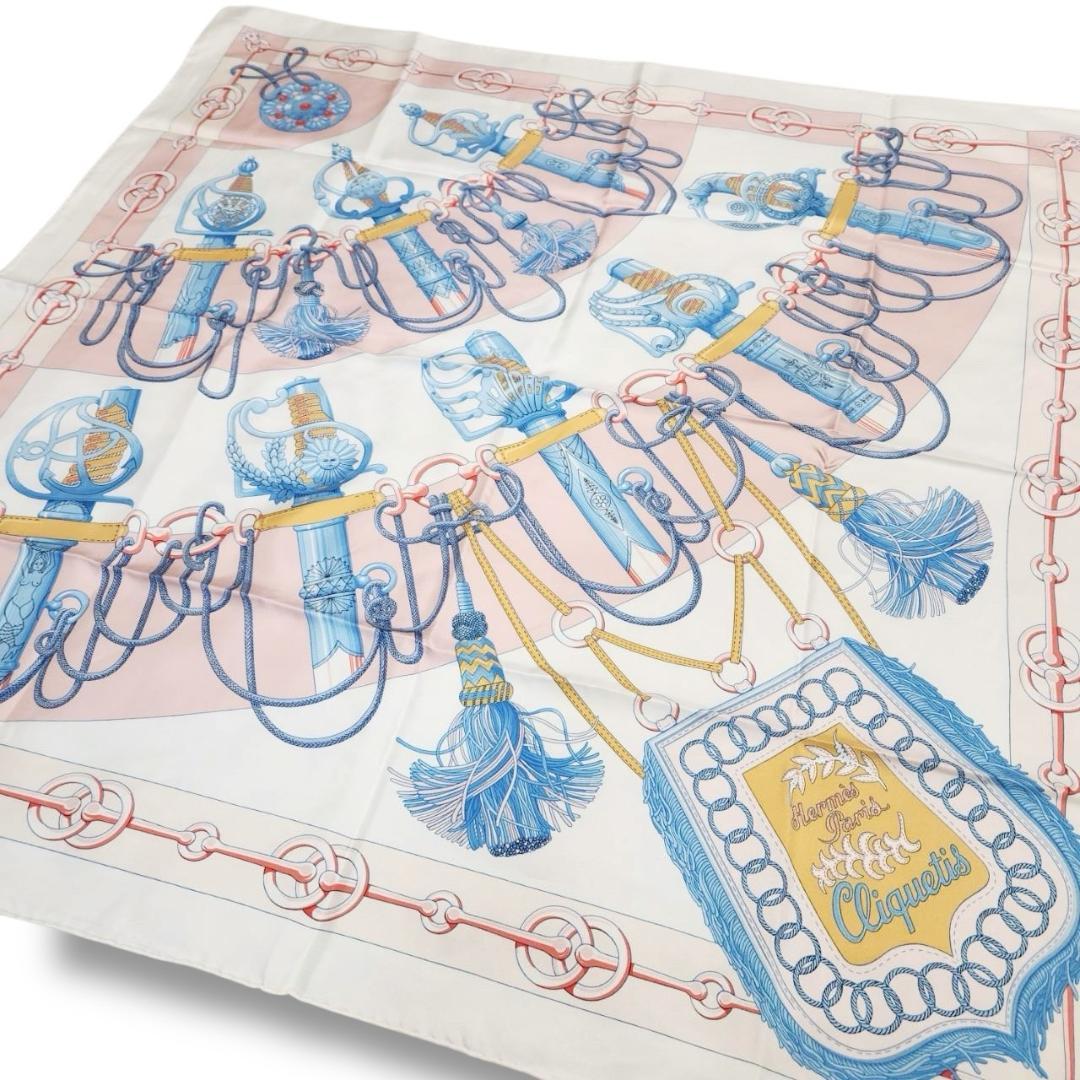 エルメス カレ90《クリケティス》大判スカーフ 近年タグ 馬具柄 シルク 美品