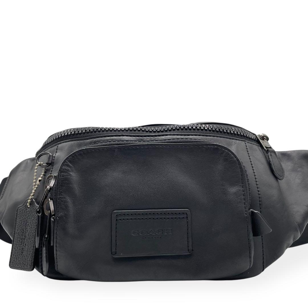 極美品　COACH コーチ　オールレザー　ウエストバッグ　ボディバッグ　黒