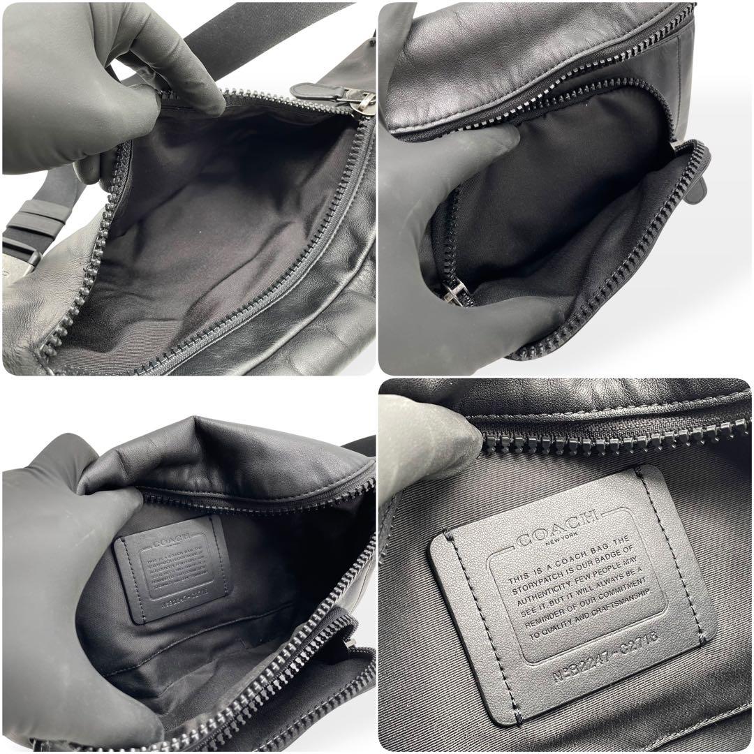 極美品　COACH コーチ　オールレザー　ウエストバッグ　ボディバッグ　黒