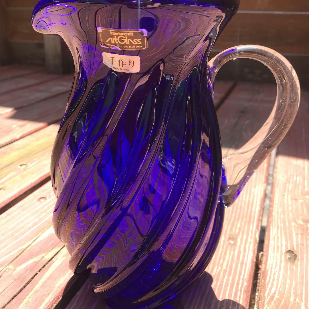 Art Glass IWATU GLASS 瑠璃色の花瓶
