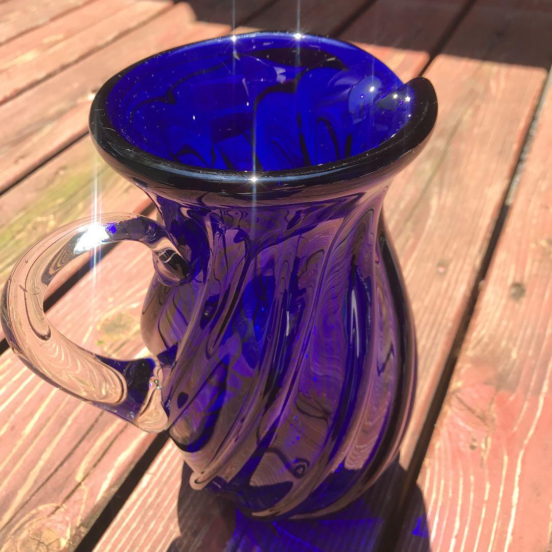 Art Glass IWATU GLASS 瑠璃色の花瓶