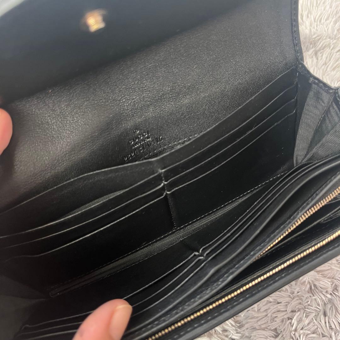 美品✨GUCCI シマ　インターロッキング　L字ファスナー　ブラック　長財布