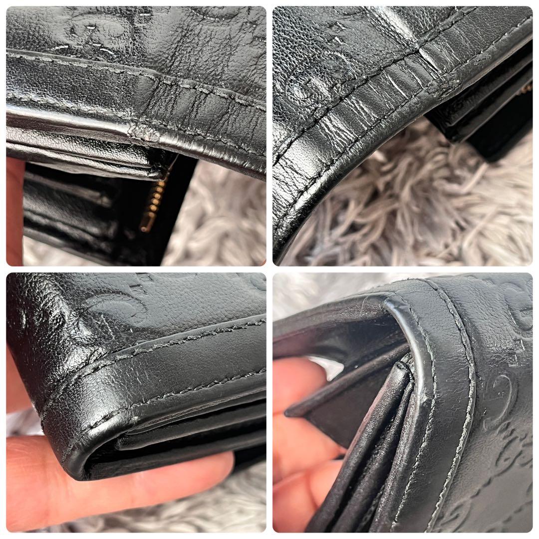 美品✨GUCCI シマ　インターロッキング　L字ファスナー　ブラック　長財布