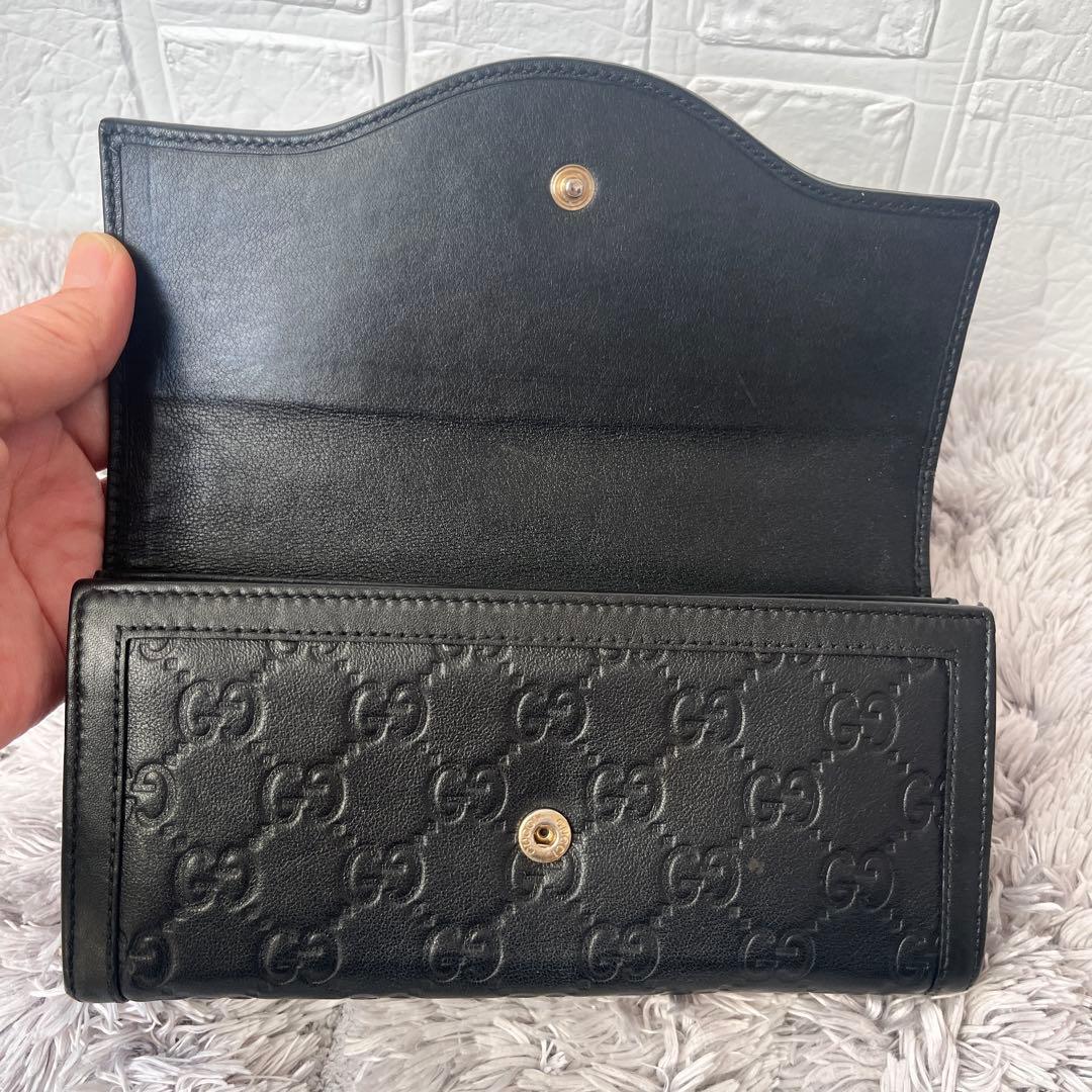 美品✨GUCCI シマ　インターロッキング　L字ファスナー　ブラック　長財布