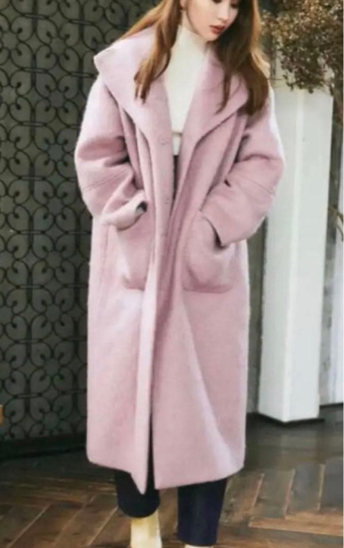 ハーリップトゥ　Her lip to モヘア混　コート　ピンク