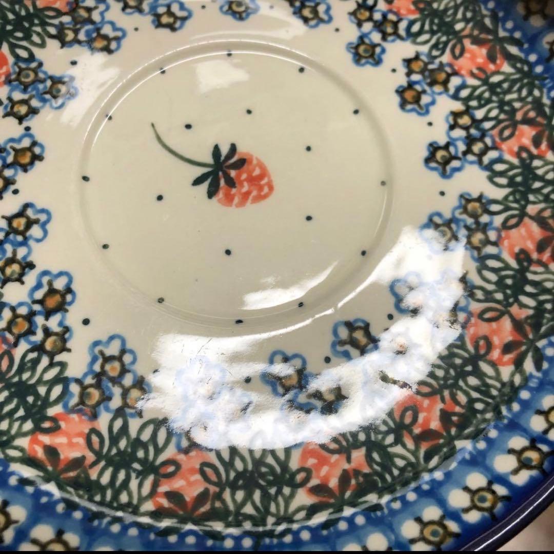 ポーリッシュポタリー　水切りボウル皿セット イチゴ　コランダー　ポーランド食器