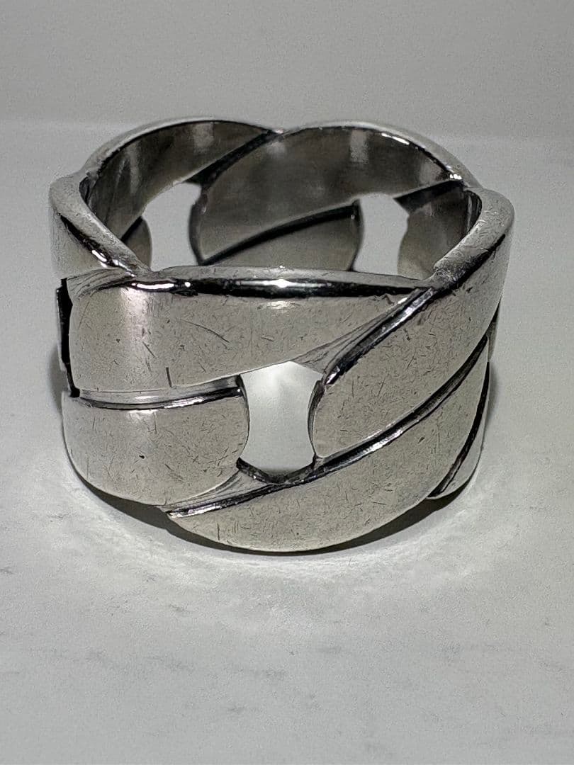 GUCCI チェーンモチーフワイドリング 刻印サイズ:10号【箱/ポーチ付】