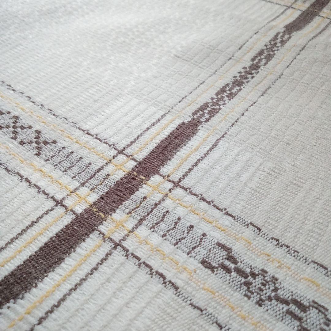 リネンのクロス（茶色x黄色）/手工芸/スウェーデン/北欧ヴィンテージ