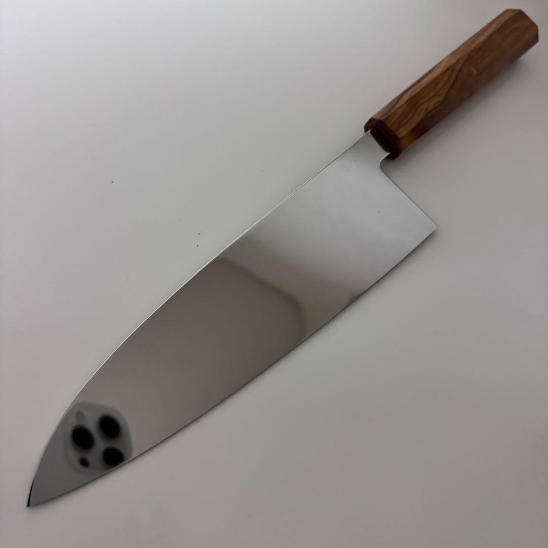 210mm 出刃包丁 鏡面仕上げ 天然木八角柄 全鋼 和包丁